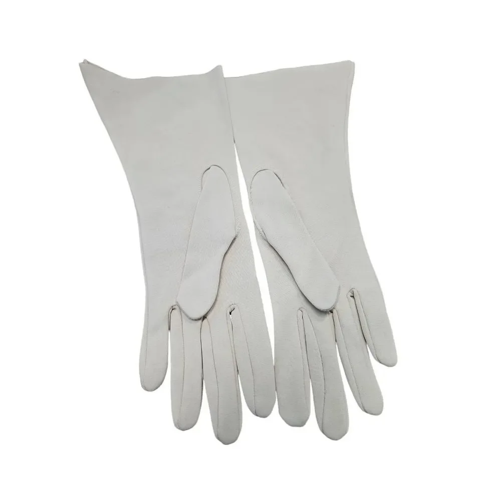 Vintage Off White Embroidered Evening Gloves
